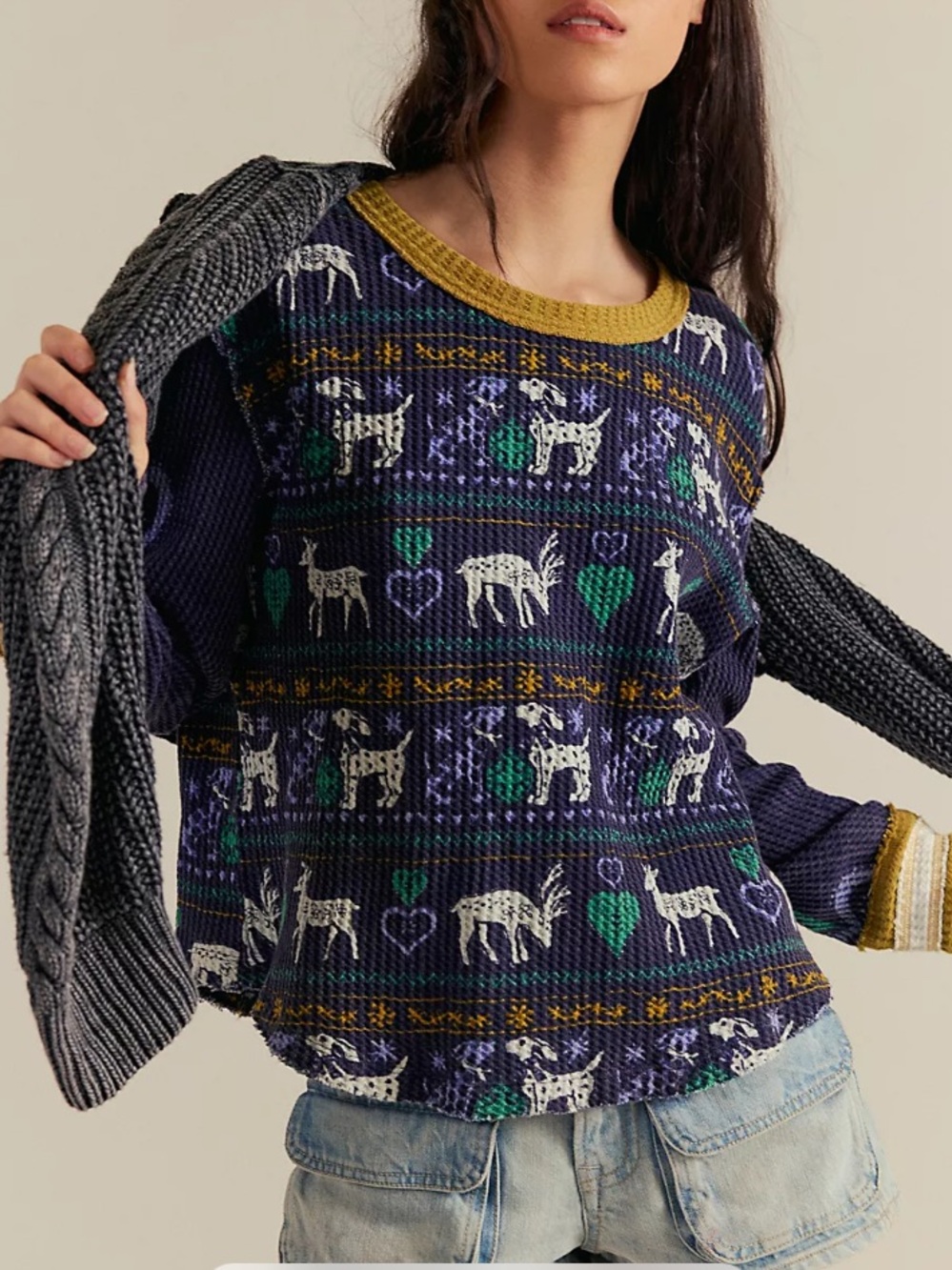 NWT!!! We The Free Blissful layering Navy and Mustard